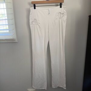 Skims XL Heart Flare Cotton Jersey Leggings White Coquette Low Rise Minimal